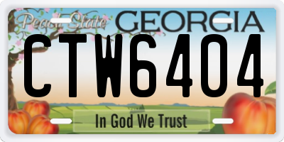 GA license plate CTW6404
