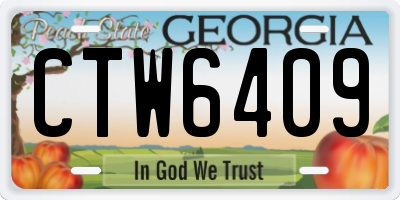 GA license plate CTW6409