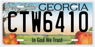 GA license plate CTW6410