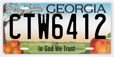 GA license plate CTW6412