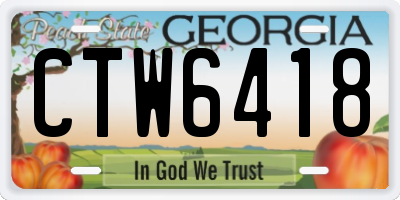 GA license plate CTW6418