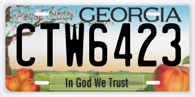 GA license plate CTW6423