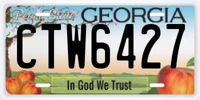 GA license plate CTW6427