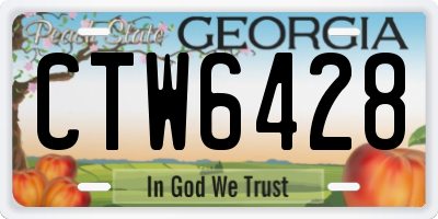 GA license plate CTW6428