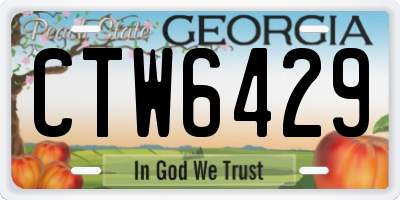 GA license plate CTW6429