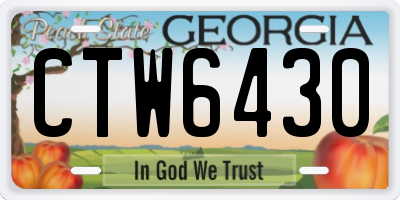 GA license plate CTW6430