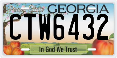 GA license plate CTW6432