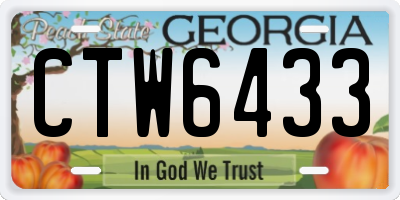 GA license plate CTW6433
