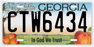 GA license plate CTW6434