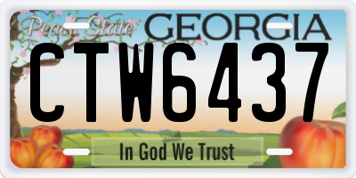 GA license plate CTW6437