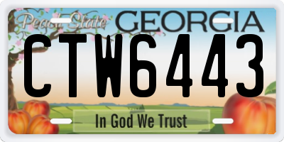 GA license plate CTW6443