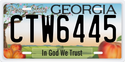 GA license plate CTW6445