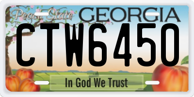 GA license plate CTW6450