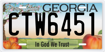 GA license plate CTW6451