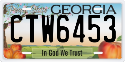 GA license plate CTW6453