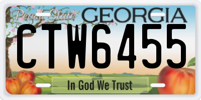 GA license plate CTW6455