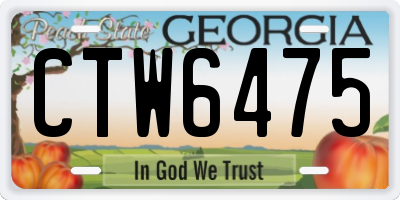 GA license plate CTW6475