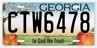 GA license plate CTW6478