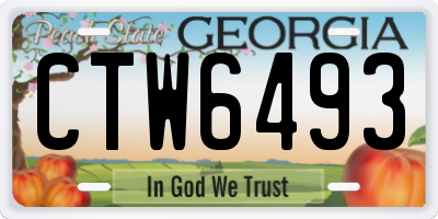 GA license plate CTW6493