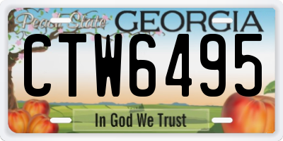 GA license plate CTW6495