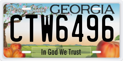 GA license plate CTW6496