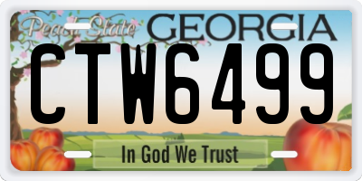 GA license plate CTW6499