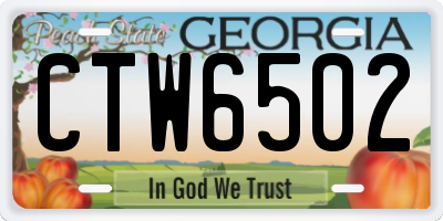 GA license plate CTW6502