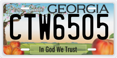 GA license plate CTW6505