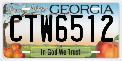 GA license plate CTW6512