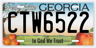 GA license plate CTW6522
