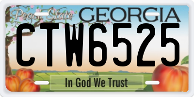 GA license plate CTW6525