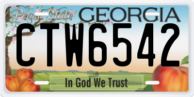 GA license plate CTW6542