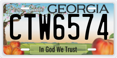 GA license plate CTW6574