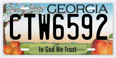 GA license plate CTW6592