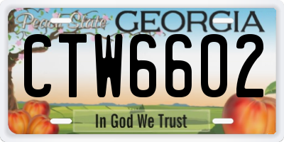 GA license plate CTW6602