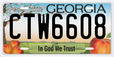 GA license plate CTW6608