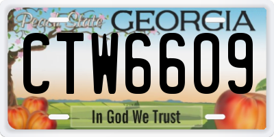 GA license plate CTW6609
