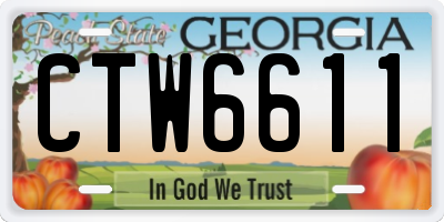GA license plate CTW6611