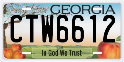 GA license plate CTW6612