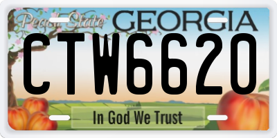 GA license plate CTW6620