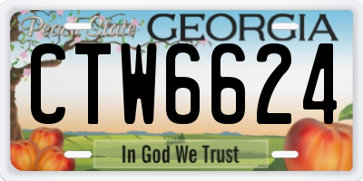 GA license plate CTW6624