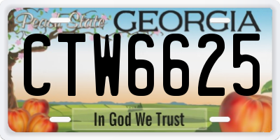 GA license plate CTW6625