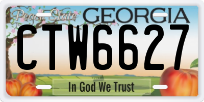 GA license plate CTW6627