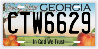 GA license plate CTW6629