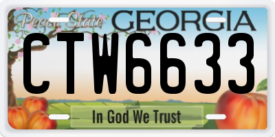 GA license plate CTW6633