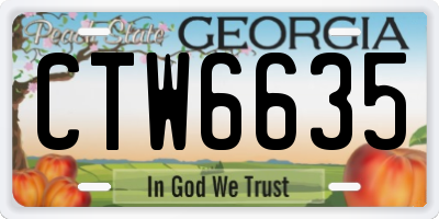 GA license plate CTW6635