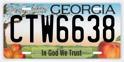 GA license plate CTW6638