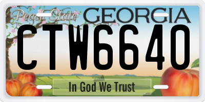 GA license plate CTW6640