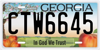 GA license plate CTW6645