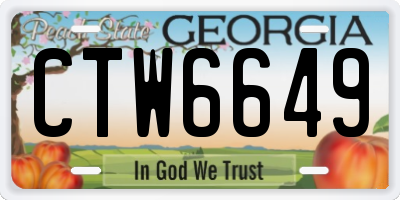 GA license plate CTW6649